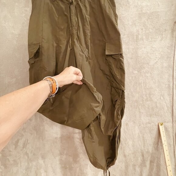 Halara Pants Womens Medium Olive Green Harem Cargo Parachute Nylon Utility - Picture 2 of 16
